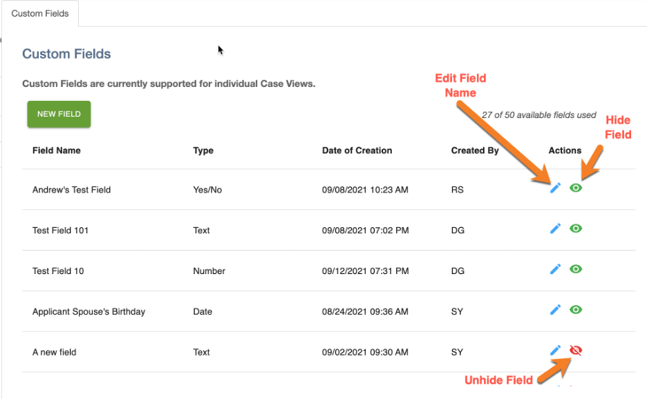 Editing Custom Fields