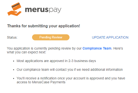 MerusPay Application Submission Page