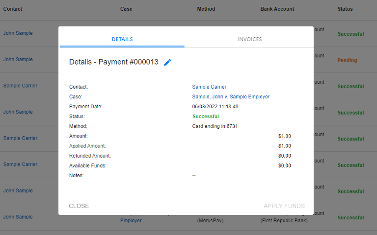 Payments Details View